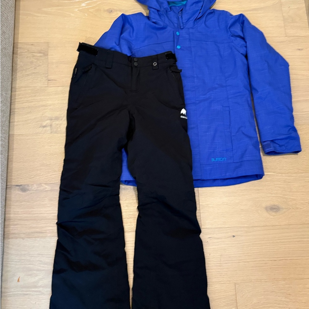 Burton Kids snowboard jacket pants Set - Blue Purple  Colored jacket Black Pants